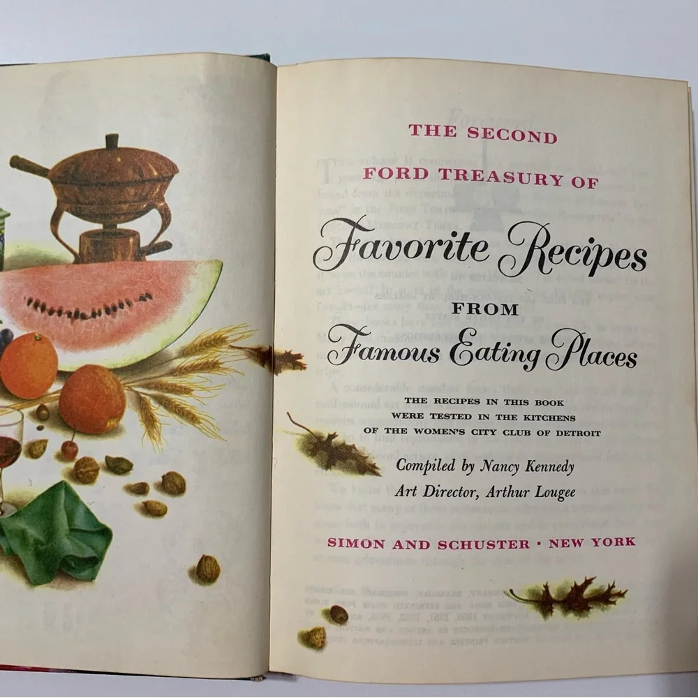 1954 The 2nd Ford Treasury of Favorite Recipes from Famous Eating Places Book